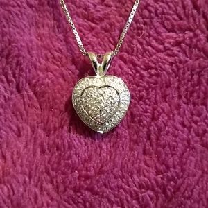 Sterling Silver Diamond Double Heart Pendant.